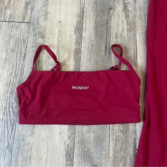 Monday Body Olympic Sports Bra and Melrose Flare Leggings in Burgundy SET - Picture 5 of 9